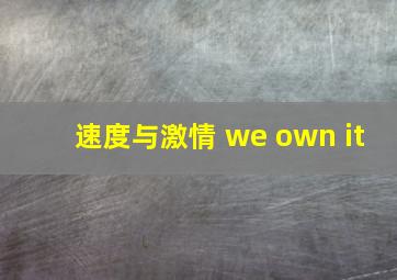 速度与激情 we own it